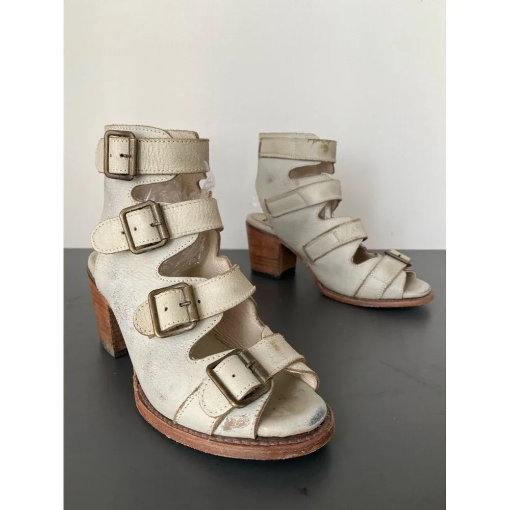 FreeBird by Steven Qual Multi-Buckle Mid Heel Boots US 8 Boho Western Grunge